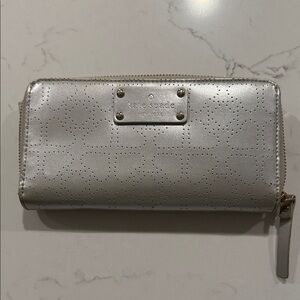 Kate Spade Silver Perforated Wallet